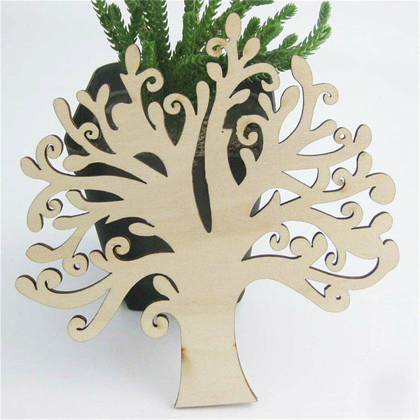 10Pcs Family Tree Wood Cutout Blank Wooden Embellishments For Arts DIY Crafts AU