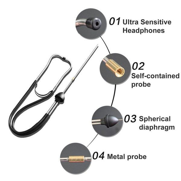 Dual Tube Car Engine Sound Diagnostic Tool Mechanic's Stethoscope Automotive AU