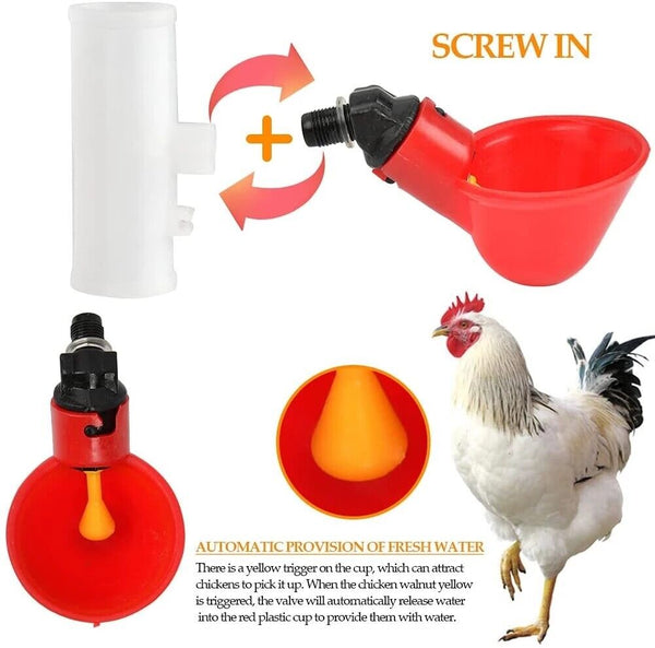10PCS Automatic Cups Water Feeder Drinker Chicken Waterer Poultry Chook Bird AUS