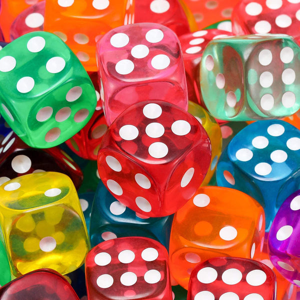 6 Sided Games Dice Transparent Coloured Game Play Toy Bulk Board Game