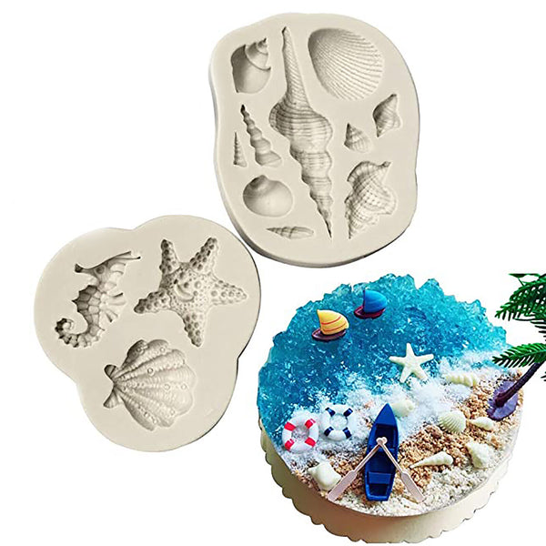 Shells Liquid Seashell Mould Fondant Chocolate Cake Silicone Molds 3D Beach