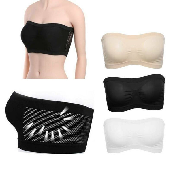 Women's Strapless Seamless Crop Top Vest Breathable Sports Bra Tube Lady Bandeau