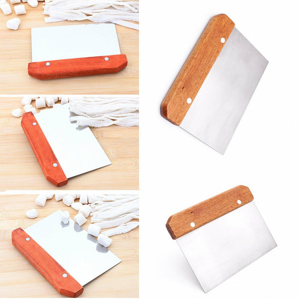Stainless Steel Dough Bench Scraper Wooden Handle Cake Slicer Pastry Cutter AU