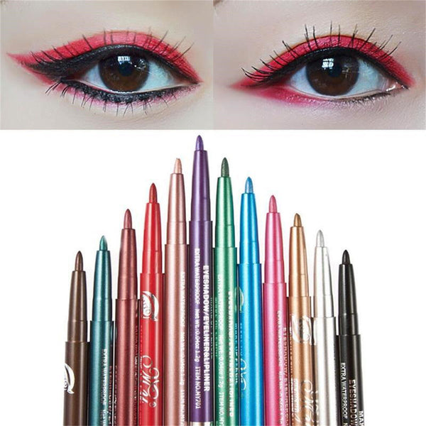 2Sets 24PCS Eyeliner Pencil 12 Color Cosmetic Makeup Pen Set Eye Shadow Glitter