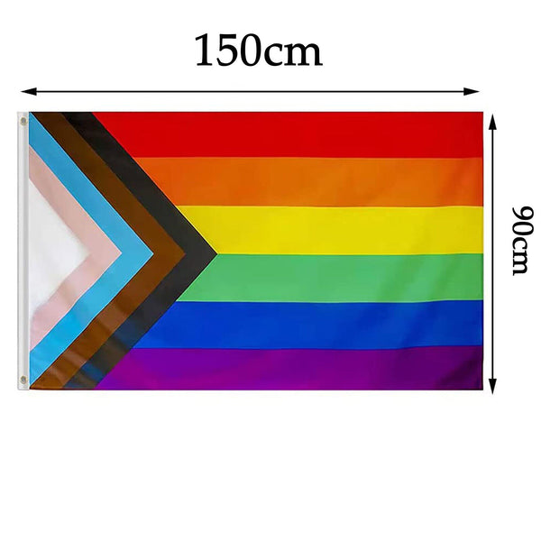 2X 90x150cm Progress Pride Rainbow Flag Gay Lesbian LGBTQ Mardi Gras Party Banne