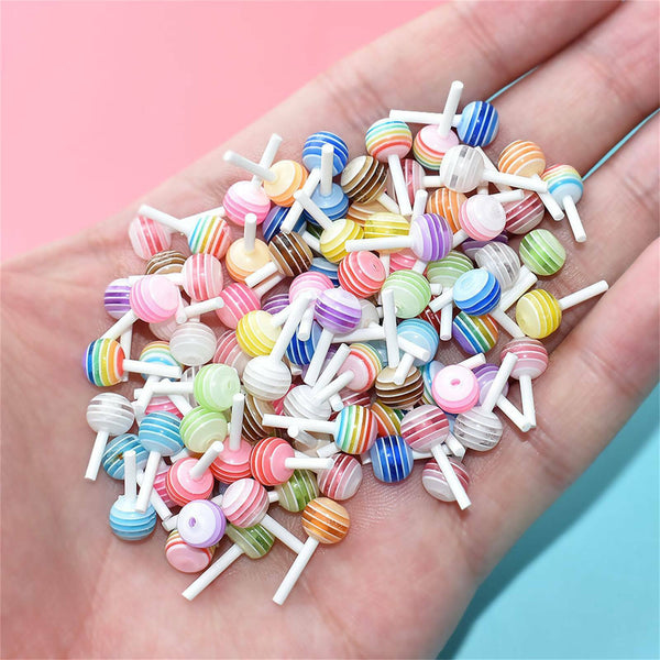 50x 3D Lollipop Shaped For Nail Coffin Tips Stickers Jewelry Decor Manicure AU
