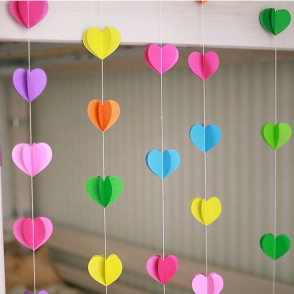 5PCS Heart Round Shape Paper Bunting Garland Wedding Party Banners Decoration 2M