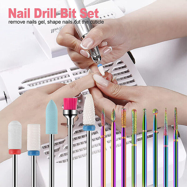 16x Ceramic Nail Drill Bits File Acrylic Manicure Pedicure Tools