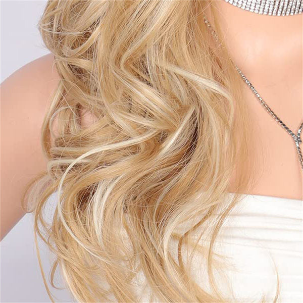 1/2PCS Blonde Wigs Wavy Curly Long Heat Resistant Fiber Costume Lace Front Short