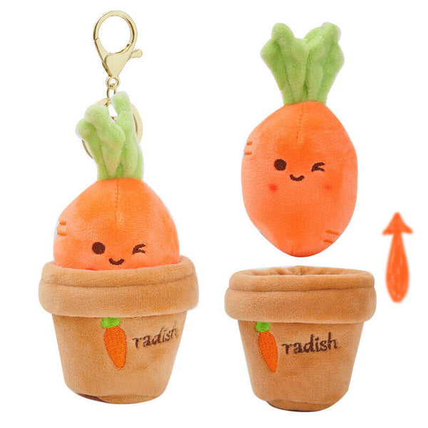 Lifelike Plants Potted Radish Stuffed Plush Toys Cartoon Plants Kid Keychain AU