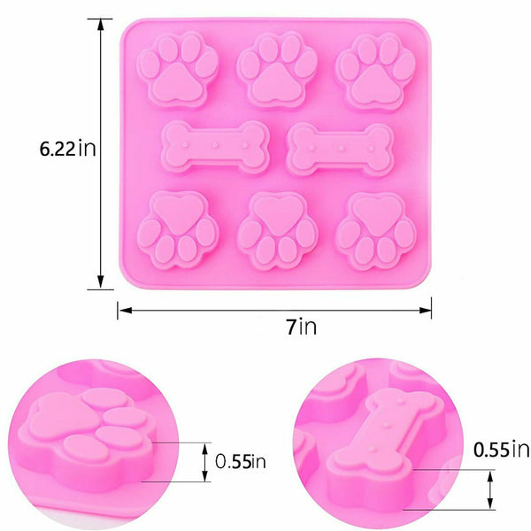 Silicone Chocolate Mould Cat Paw Dog Bone Choc Block Ice Tray Cake Cookie Mold