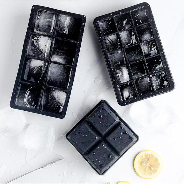 Grids Silicone Ice Cube Tray Large Mould Mold Giant Maker Square Black