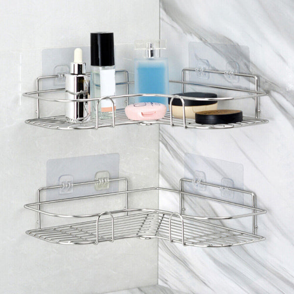 Bathroom Stainless Steel Shower Caddy Corner Storage Shelf Holder Rack Organiser