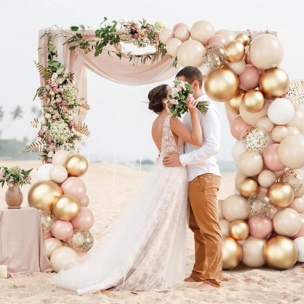 Blush Rosewood Gold Balloon Garland Arch Kit – Baby Shower & Party Decoration