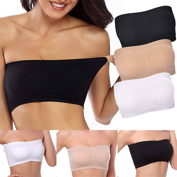 Women's Strapless Seamless Crop Top Vest Breathable Sports Bra Tube Lady Bandeau