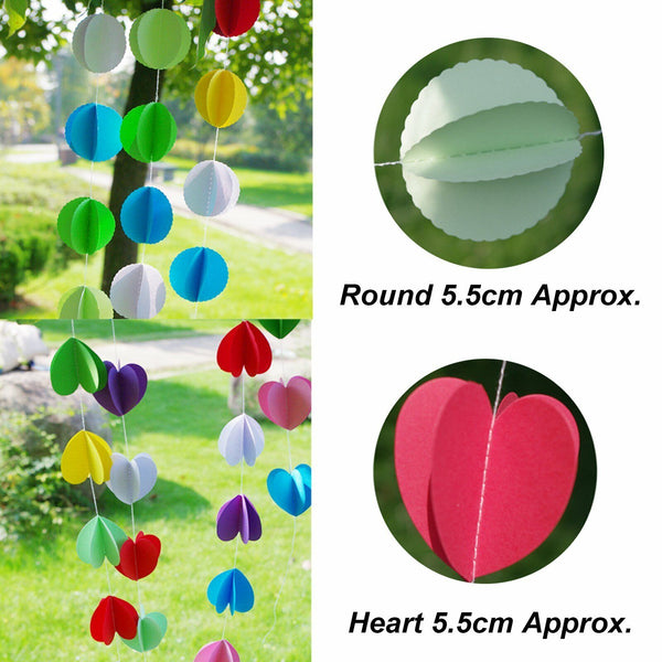 5PCS Heart Round Shape Paper Bunting Garland Wedding Party Banners Decoration 2M