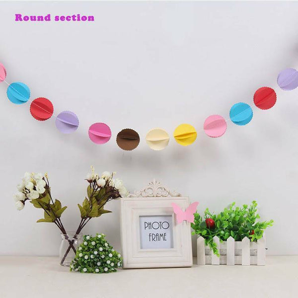 5PCS Heart Round Shape Paper Bunting Garland Wedding Party Banners Decoration 2M
