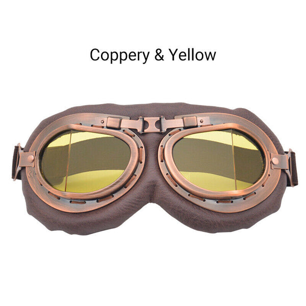 Vintage Pilot Motorcycle Racing Goggles Aviator Retro ATV UTV Dirt Bike Eyewear