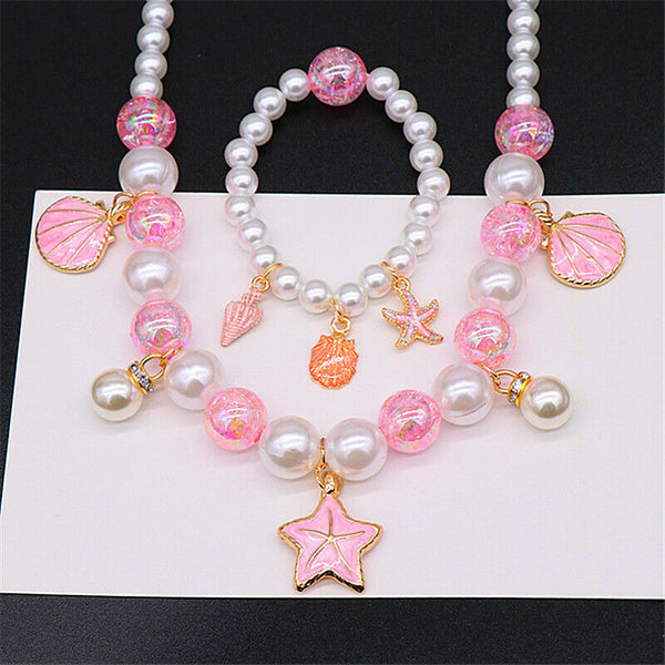 5PCS Girls Starfish Jewelry Set – Kids Necklace & Bracelet Gift Set