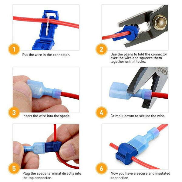 Quick Splice Lock T Tap Wire Cable Crimp Terminals Connectors Kit