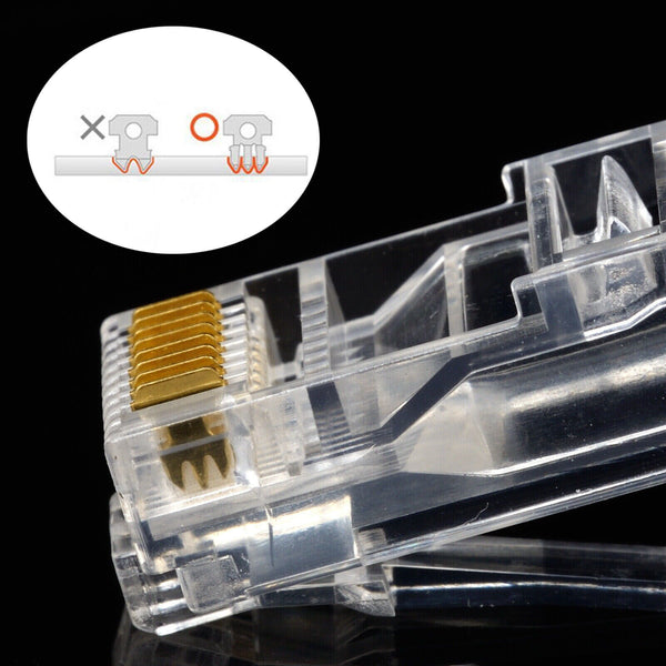 50X RJ45 Connector CAT6 Plug Modular Crimp 8P8C CAT5e Network Ethernet Cable AU