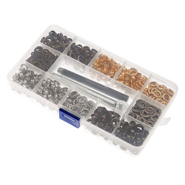 400X 6mm Brass Metal Eyelet Punch Die Kits Grommets Washer Leather Banner Tool