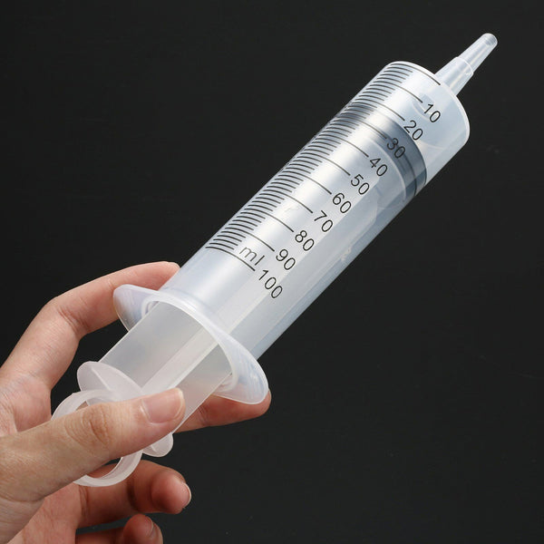 2X 100ml Reusable Plastic Syringe Big Large Hydroponics Nutrient Measuring Slip