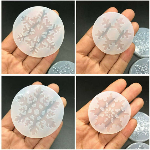 6PCS Christmas Silicone Snowflake Mould Resin Jewelry Making Mold DIY Craft Tool