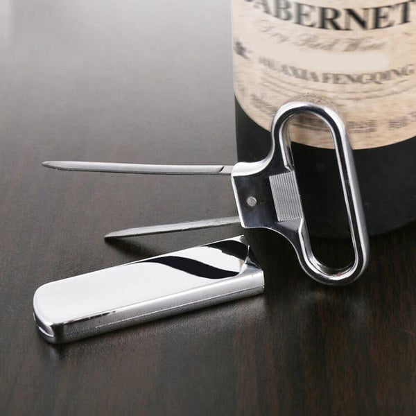 Wine Bottle Opener Cork Two-Prong Puller Damaged Cork Remover Chrome Sheath AU