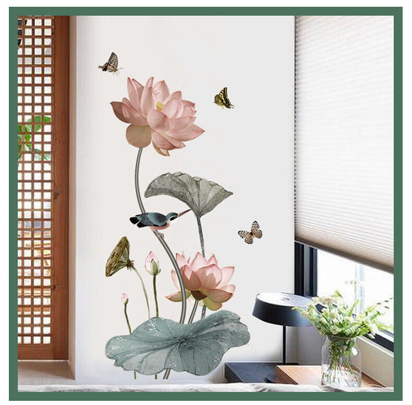 Lotus Flowers Wall Stickers Kids Home Decor Removable Vinyl Decal Art Mural AUS