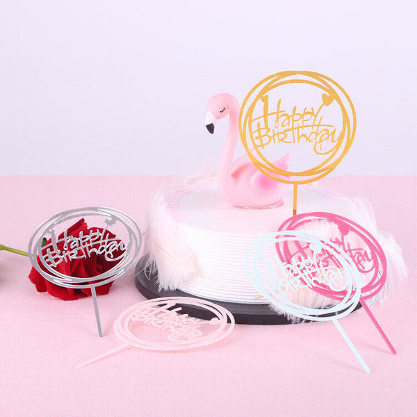 2x Happy Birthday Cake Topper Colour Printed Acrylic Party Decorations AU STOCK