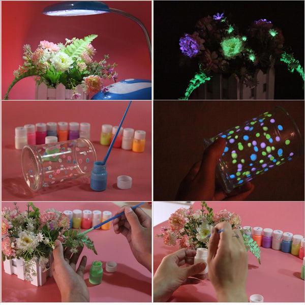 8 Colours Luminous Glow in the Dark Powder Glitter Fluorescent Nail Pigment AU