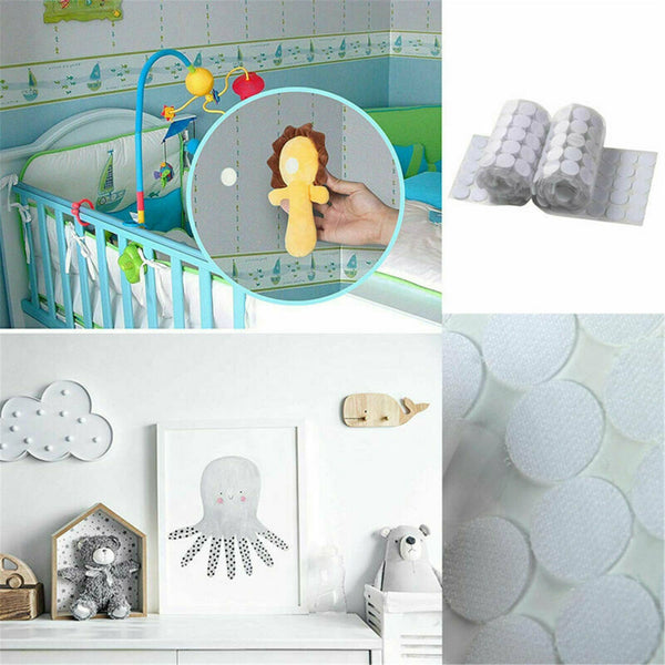 200pcs Hook & Loop Sticky Self Adhesive Dots Coins Circles Tape 2cm Au