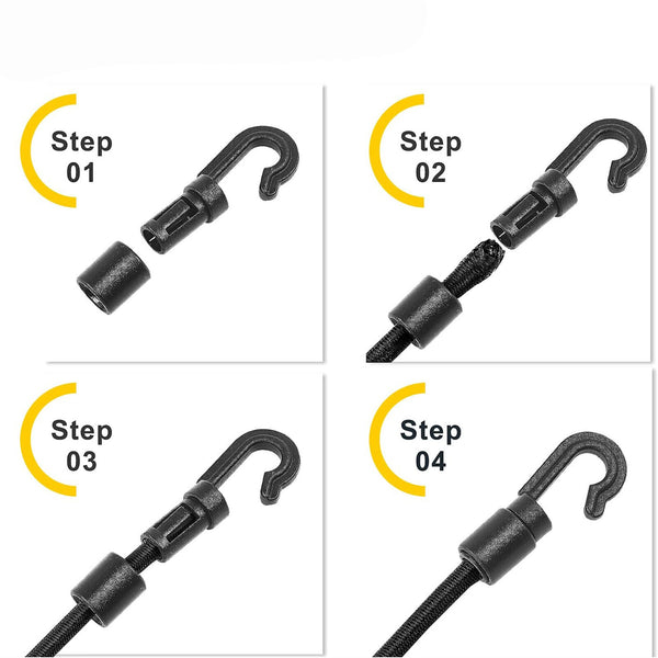 Plastic Kayak Bungee Shock Cord Open End Hooks for 6mm Rope Terminal Ends