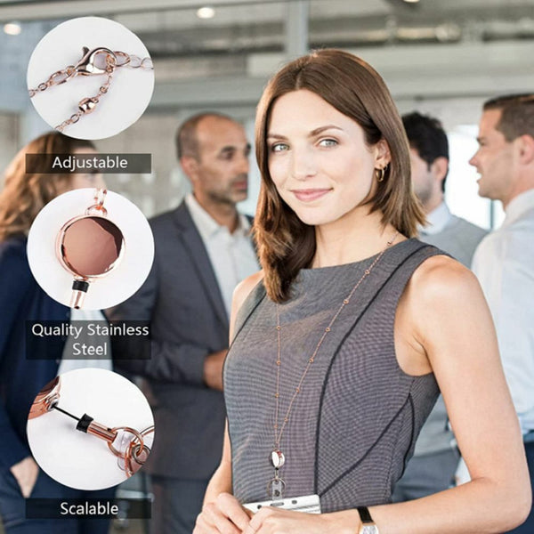 Retractable Badge Reel Lanyard with ID Name Card Holders Badge Holder Necklace