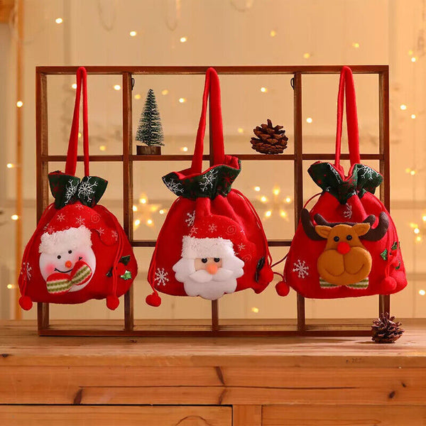 Christmas Candy Treat Bags Gift Wrapping Bag Xmas Party Drawstring Decor Bags AU