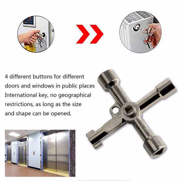 3PCS Universal Cross Train Electrical Cabinet Elevator Key Triangle Square Tool