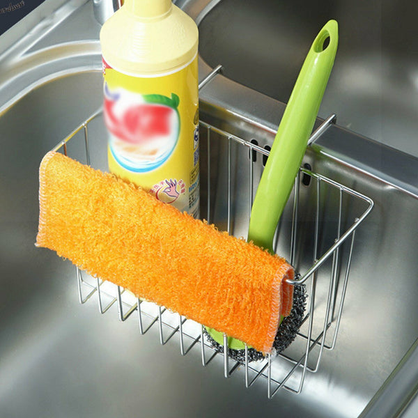 Stainless Steel Kitchen Sink Caddy Tidy Storage Holder Rack Cleaning Organizer - Lets Party