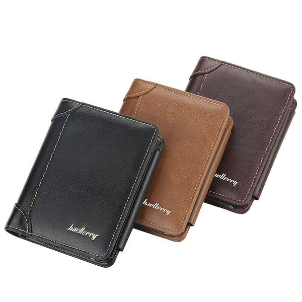 Mens Leather Wallet RFID Blocking Purse Credit Card Holder Coin Zipper Anti Scan