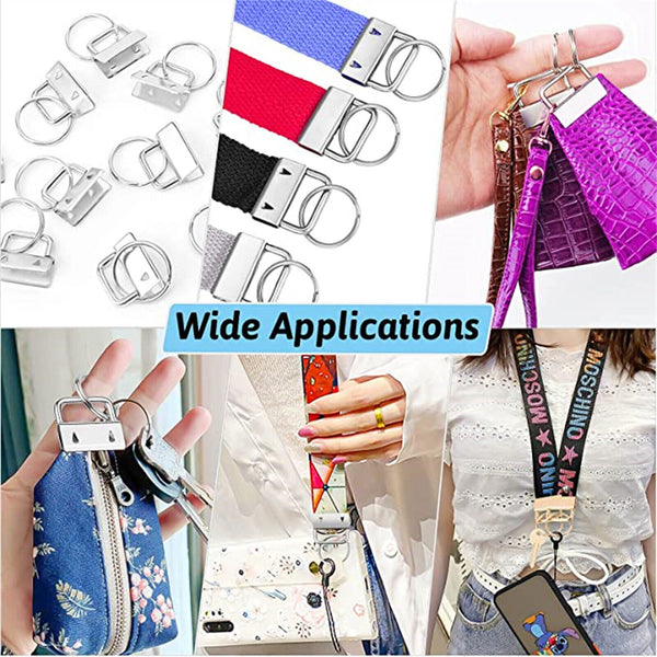 20-100PCS Key Fob Hardware Keychain Split Ring Wrist Wristlet Cotton Tail Clip
