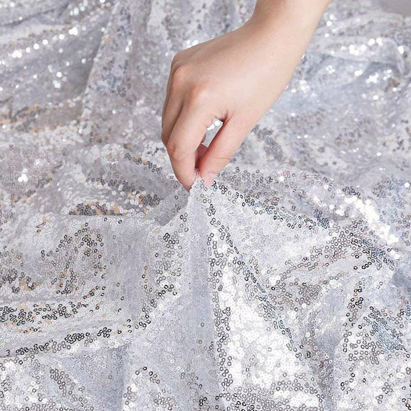 1.8x1.2m Silver Sequin Table Cloth Backdrop Tablecover Wedding Event Home Party - Lets Party