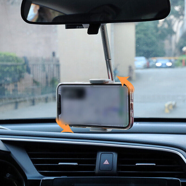 360° Rotatable Retractable Car Phone Holder Rearview Mirror Multifunctional AU