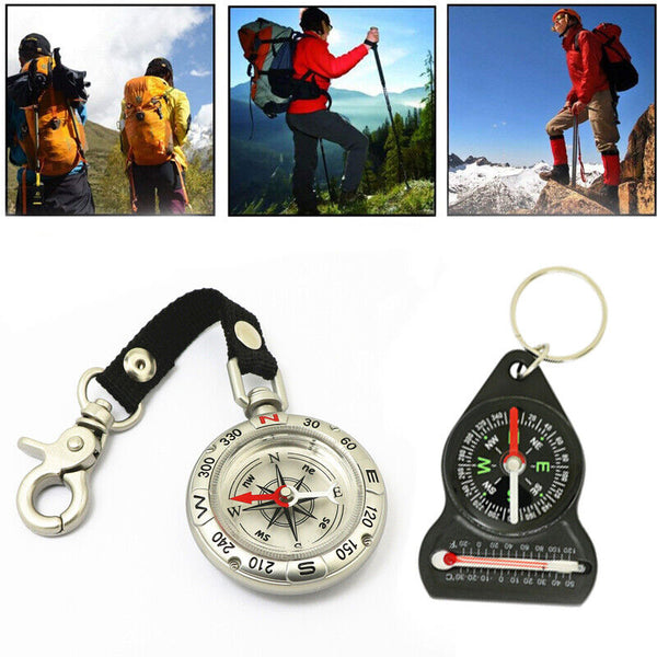3-in-1 Compass Thermometer Outdoor Hiking Tactical Survival Carabiner Key Ring