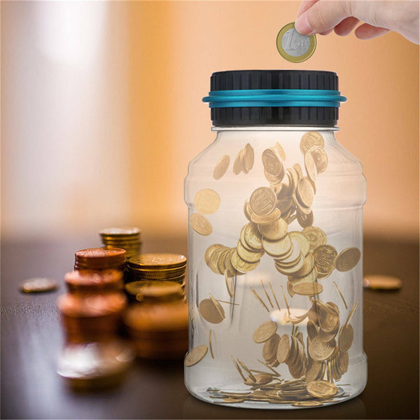 Aussie Coin Counting Money Jar Digital LCD Display OZ Coins Piggy Bank Box
