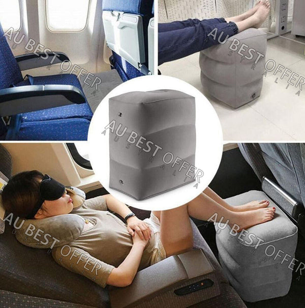 Travel Air Pillow Foot Rest Inflatable Cushion XL 3 Layers Car Leg Footrest AU - Lets Party