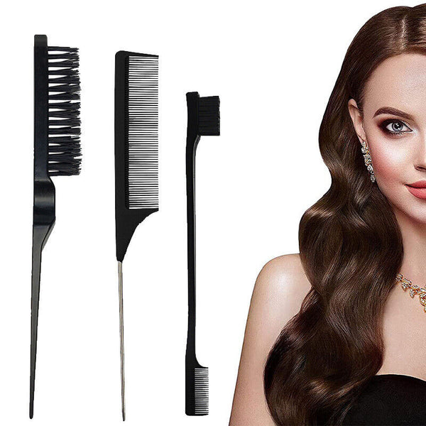 3 Pcs Slick Brush Set Bristle Hair Brush Teasing Comb Edge Hair Brush Grooming