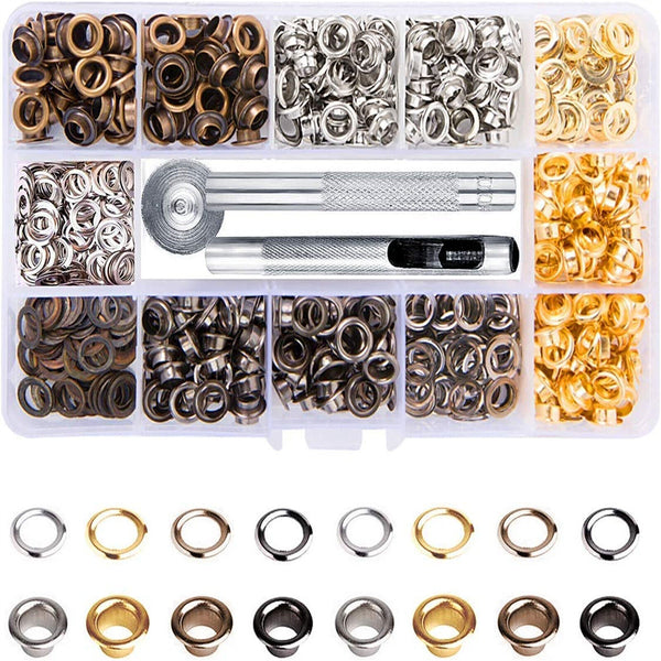 400X 6mm Brass Metal Eyelet Punch Die Kits Grommets Washer Leather Banner Tool