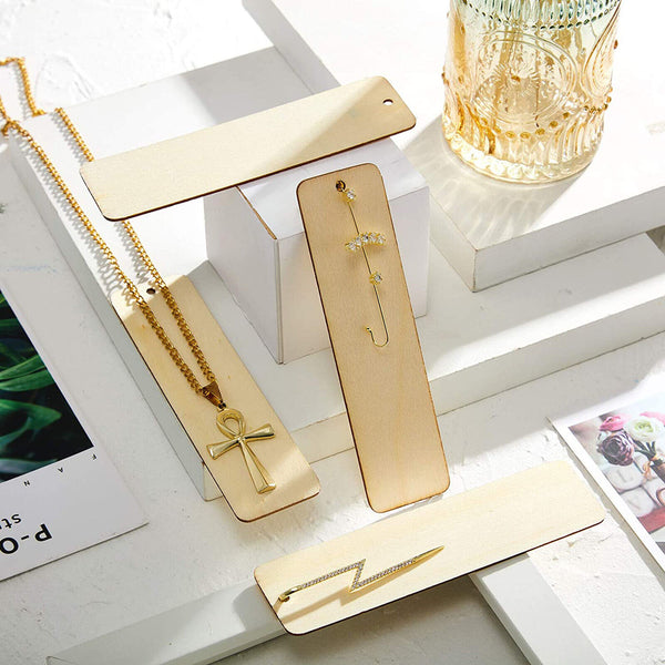 20X Wood Blank Bookmarks DIY Wooden Craft Bookmark Unfinished Wood Hanging Tags