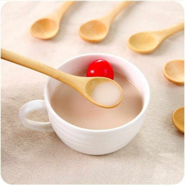 20PCS Natural Eco-friendly Small Wooden Spoon Scoop Mini Kids Safe Tableware AU