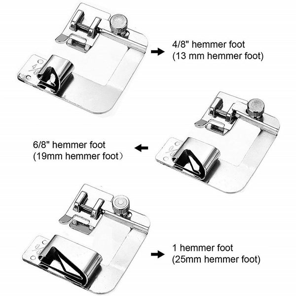 6pcs Wide Rolled Hem Hemmer Foot For Domestic Sewing Machines Snap On Presser AU